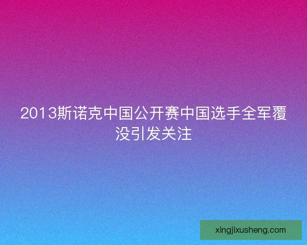 2013斯诺克中国公开赛中国选手全军覆没引发关注