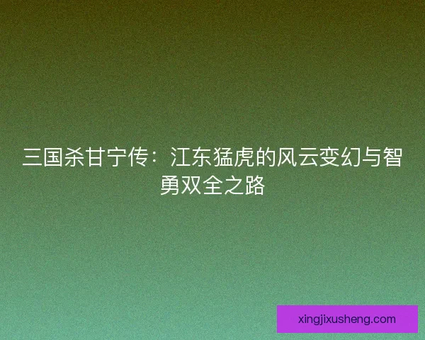 三国杀甘宁传：江东猛虎的风云变幻与智勇双全之路